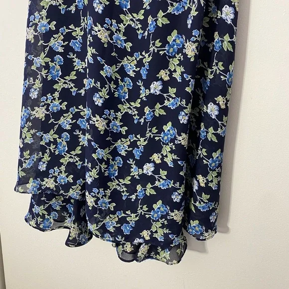 Vintage 90s Navy Floral Maxi Dress Size Medium - Picture 7 of 7